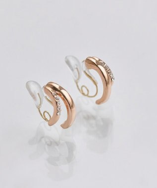 Phoebe 【金属アレルギー対応】【痛くないシリーズ】ストレートシャインクリスタルループフィットイヤリング　シャンパンゴールド シャンパンゴールド