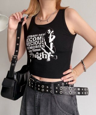 WEGO 【カップ付きインナー】グラフィックカップ付きリブタンク 柄9