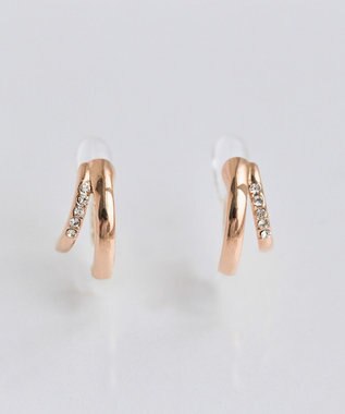 Phoebe 【金属アレルギー対応】【痛くないシリーズ】ストレートシャインクリスタルループフィットイヤリング　シャンパンゴールド シャンパンゴールド