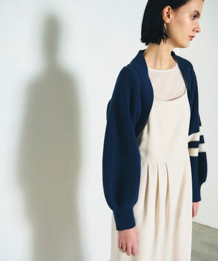 GRACE CONTINENTAL 畦ショートニットカーディガン ネイビー