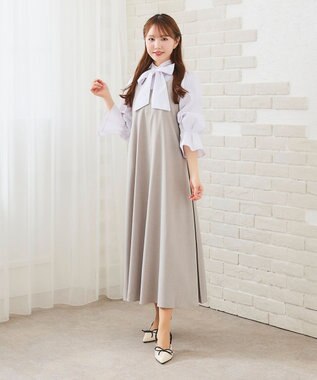 Feroux 【キレイ見えセットアップ対応】リボンタイ ブラウス ホワイト系1