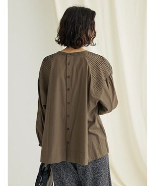 CRAFT STANDARD BOUTIQUE モチーフ刺繍ピンタックブラウス Khaki