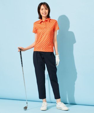 23区GOLF 【WOMEN】【接触冷感・UVケア・吸水速乾】アイス柄 ポロシャツ オレンジ系5