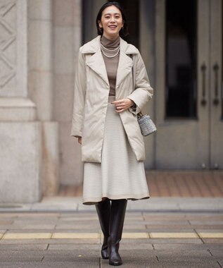 自由区 L 【洗える】ベアテレコボトルネック カットソー モカ