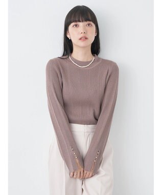 earth music&ecology 袖パールハイネックリブプルオーバー Mocha