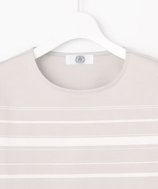 J.PRESS LADIES 【洗える】ポンチボーダー カットソー ライトグレー×ホワイト系1