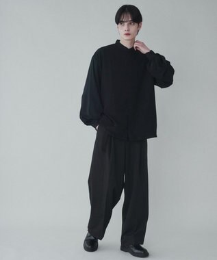 WEGO トロミBIGバンドカラーシャツ ブラック