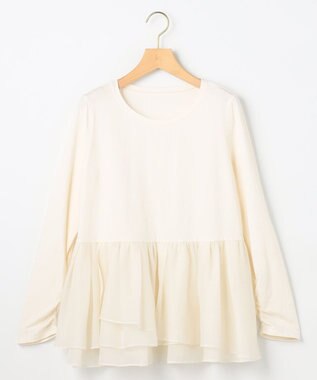 組曲 オーガンジーコンビ ロングTシャツ ホワイト系