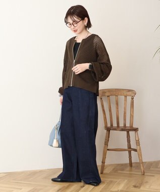 AMERICAN HOLIC 【先行予約】ジップアップメッシュニットカーディガン【WEB限定カラー有り】 Brown