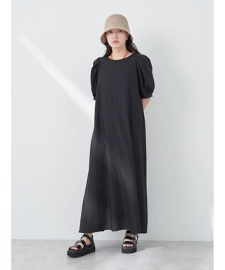 earth music&ecology リサイクルポリエステルブレンドＡラインワンピース Black