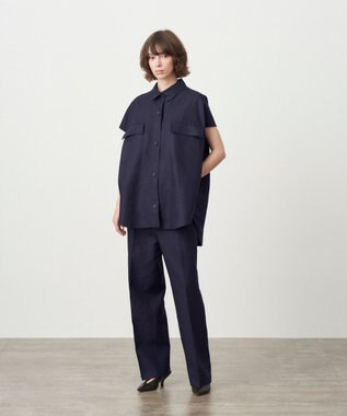 ATON LINEN WEATHER | オフスリーブ CPOジャケット NAVY