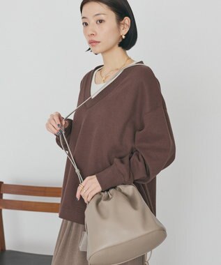 AMERICAN HOLIC Ｖネックスムース起毛プルオーバー Brown