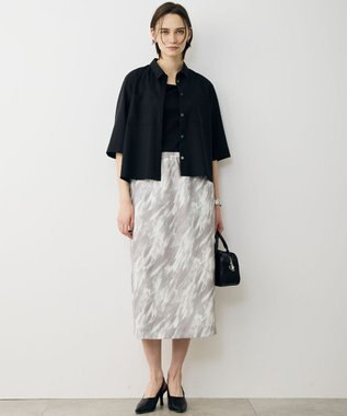 ICB L 【先行予約】FluidBackSatin ナロースカート マーブル調プリント