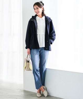 ANY SIS S 【2WAY】エレカジストレッチ フーデットハーフ アウター ネイビー系