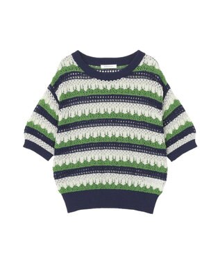 AMERICAN HOLIC マルチボーダー配色ニット Navy