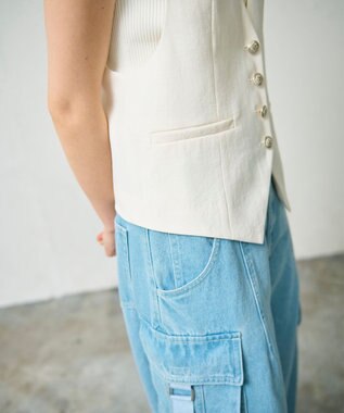 GRACE CONTINENTAL リネン混ツイルジレ キナリ