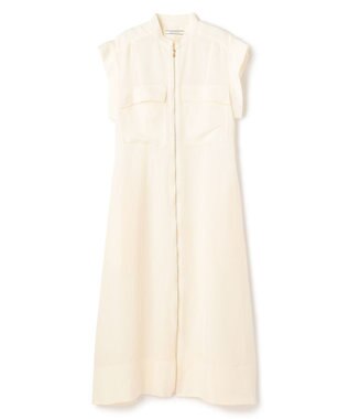 BEIGE， BERNARD / リネン混 フロントジップ スタンドカラードレス Ecru