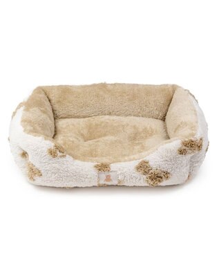 PET PARADISE ペットパラダイス くまちゃん 織り遠赤外線 四角 カドラー  Ｍ ホワイト×ブラウン