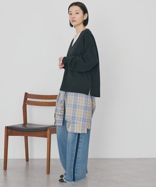 AMERICAN HOLIC Ｖネックスムース起毛プルオーバー Black