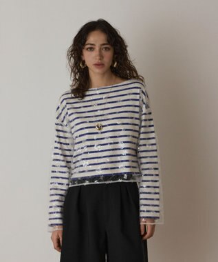 GRACE CONTINENTAL バスクボーダートップ ブルー