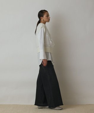 GRACE CONTINENTAL チュール刺繍ニットトップ ホワイト