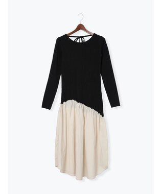 Te chichi 【宮本茉由着用】リブニットドッキングアシメワンピース ブラック