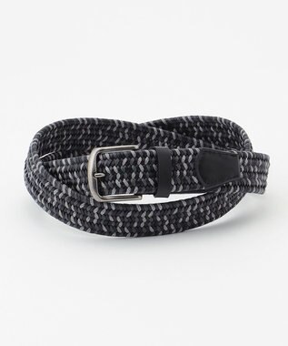 JOSEPH ABBOUD 【キングサイズ・伸びる】ダブルメランジレザーメッシュ ベルト