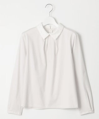 J.PRESS LADIES プレーティングジャージー レース襟 カットソー ライトグレー系