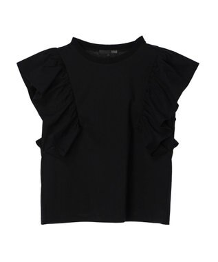 Green Parks ・ＳＵＧＡＲ　ＳＰＯＯＮ＜ＣＯＯＬ＞ラッフルスリーブＴＥＥ Black