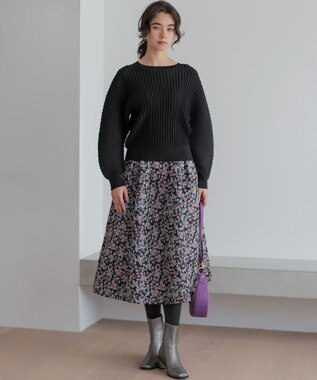 組曲 S 【加藤ローサさん着用】フラワージャカード スカート ネイビー系5