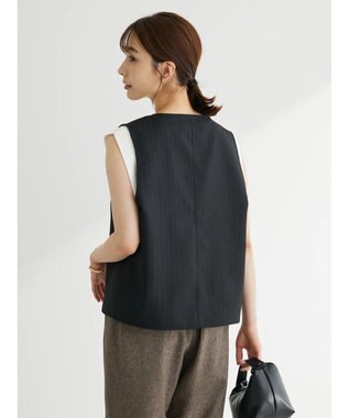 Green Parks ヘリンボーンベスト Black