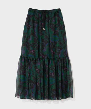 GRACE CONTINENTAL ラメストライププリントスカート ブラック