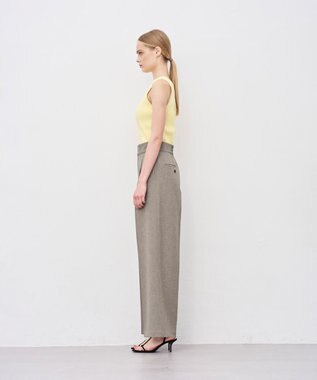 uncrave ウォッシャブルウールライクツイル ワイドパンツ シャンブレーチャコール