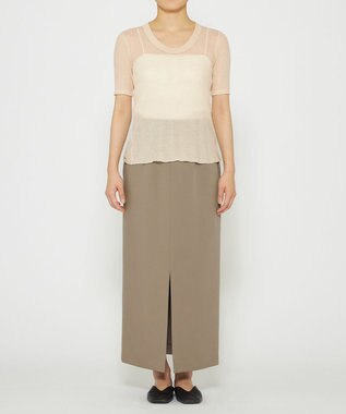 uncrave 【手洗い可】シアー ランダムリブ Uネック カットソー（uncrave STANDARD） エクリュ