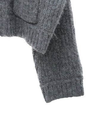 Green Parks フロントジップビックカラーニットブルゾン Gray