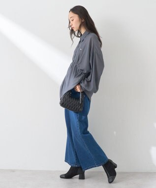 earth music&ecology ウエストドロストシアーシャツ Gray