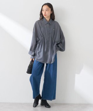 earth music&ecology ウエストドロストシアーシャツ Gray