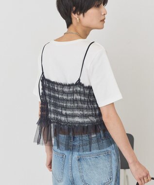 AMERICAN HOLIC 【2点セット】半袖Tシャツ＋チュールビスチェ Off White