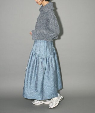 Green Parks フロントジップビックカラーニットブルゾン Gray