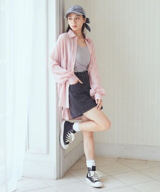 earth music&ecology ウエストドロストシアーシャツ Pink