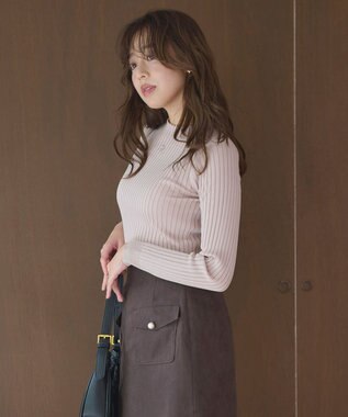 Feroux 【洗える】ロゴリブ プルオーバー ニット ピンク系