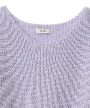 earth music&ecology カラーネップスパンコールニットチュニック Lavender