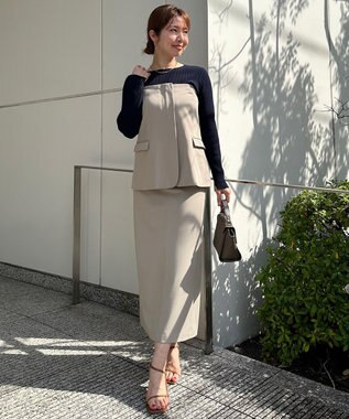 UNFILO イージーチノ Iラインスカート ベージュ