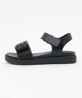 TOCCA GLITTER RIBBON FLAT SANDALS サンダル ブラック系