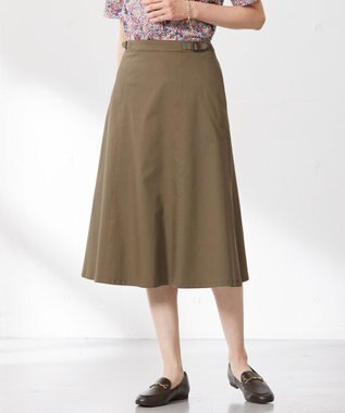J.PRESS LADIES 【洗える】Vanyストレッチツイル フレアー スカート カーキ系