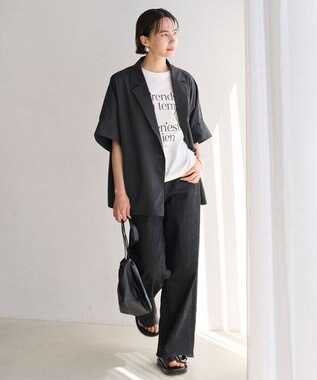 UNFILO 【UNFILO DENIM】撥水ストレッチ ワイドストレートデニム ブラック