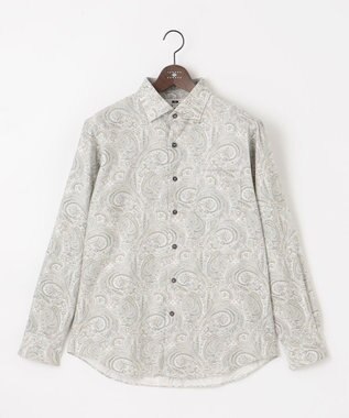 JOSEPH ABBOUD 【LIBERTY・綿100％】リバティペイズリープリントコーデュロイ シャツ ライトグレー系6
