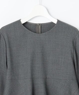 自由区 L 【SHIHOさん着用】ソフトウールブレンドペプラム ブラウス チャコールグレー