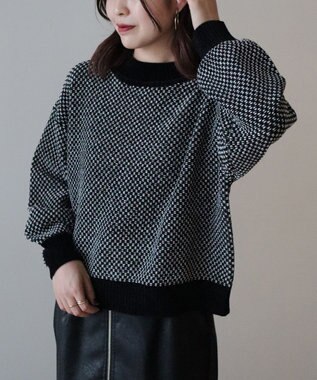 Green Parks ベロアモールモックネックニットプルオーバー Gray