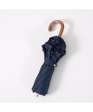 UNBILLION カシュネ cachenez / 【晴雨兼用】【日傘】 シャンプレーフリルトップレス折りたたみ傘 ネイビー